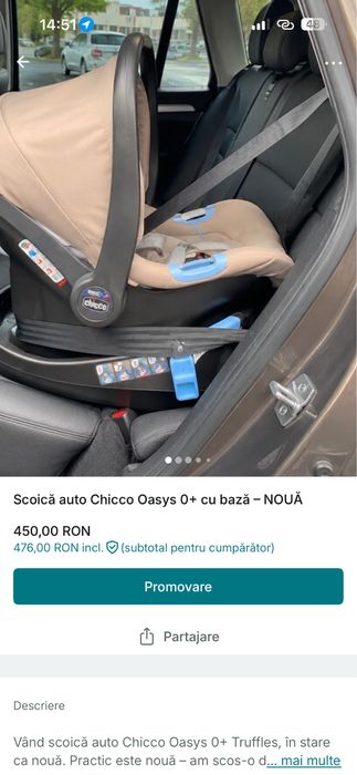 Scaun auto Chicco Oasys Truffles 0luni+