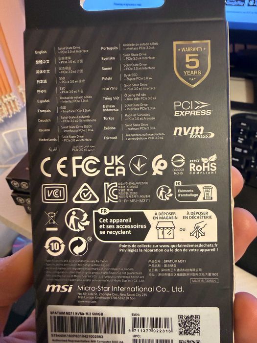 MSI SPATIUM M371 Nvme M.2 500GB