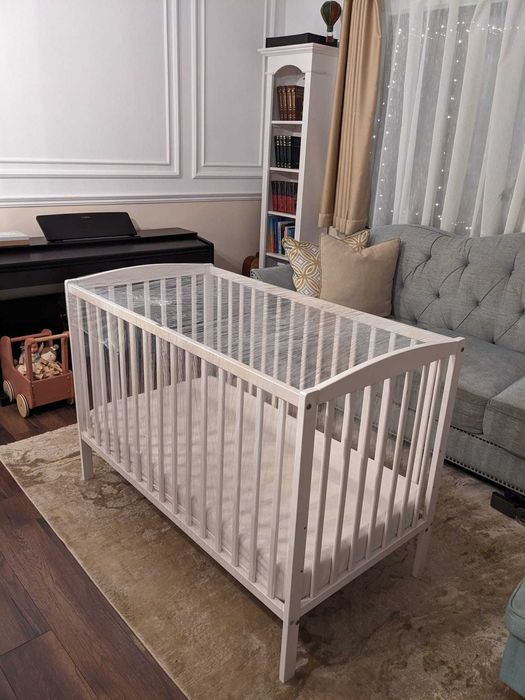 vand patut lemn de bebelus, nou nascut cu saltea de cocos/latex