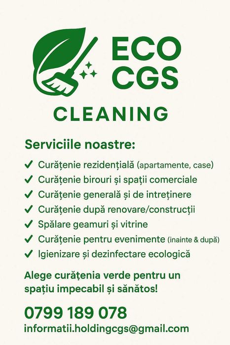 Eco CGS Cleaning – Curățenie profesională, prietenoasă cu mediul!
