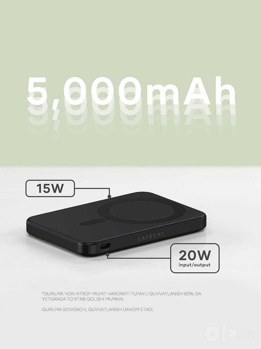 MagSafe Power Bank Satechi для iPhone, повербанк 5000/10000 мАч