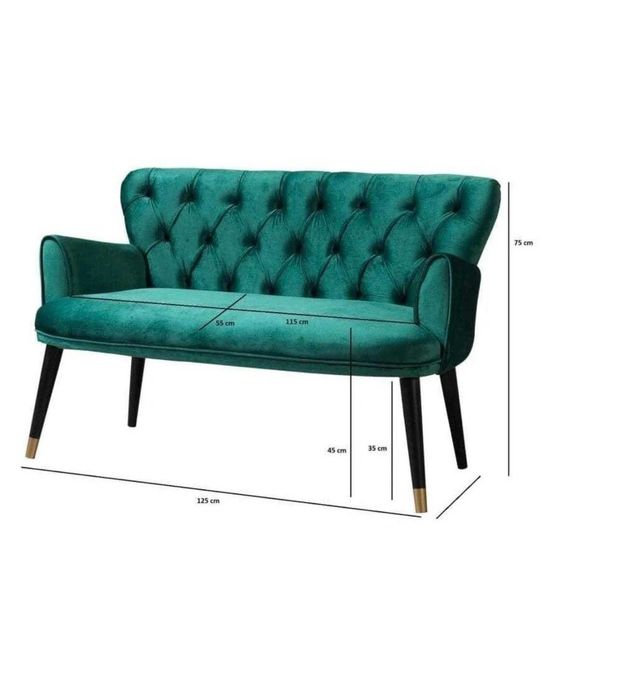 Vând Set Elegant Canapea 2 Locuri și 2 Fotolii – Catifea Verde Premium (Stare Impecabilă)