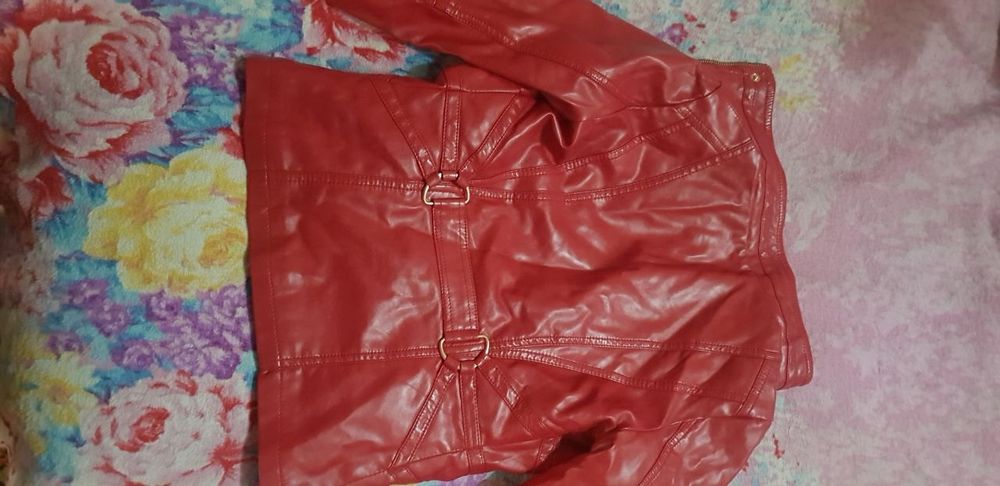 Куртка косуха - терракотовая и розовая