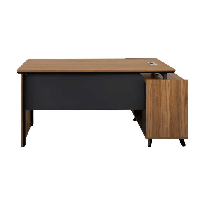 Ъглово офис бюро Puzzle-Home Supreme 160x160x75см, Меден дъб/Сиво