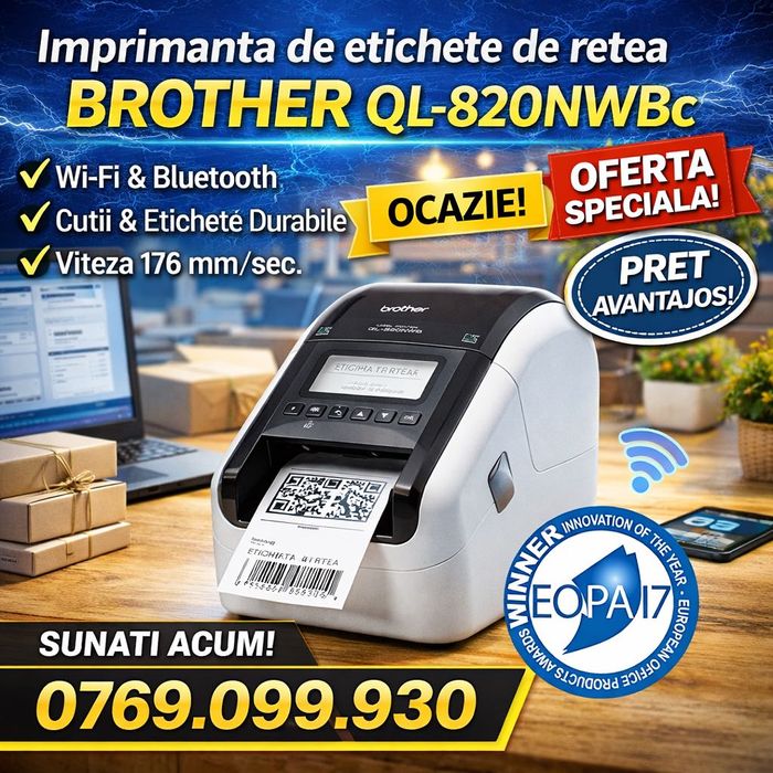 Brother QL-820NWBc Nouă | Factură | Garantie | Livrare gratuită