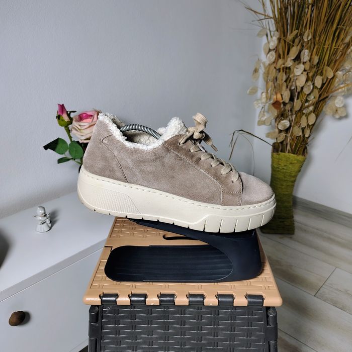 Sneakers damă Gabor, piele întoarsă și îmblănite la interior
