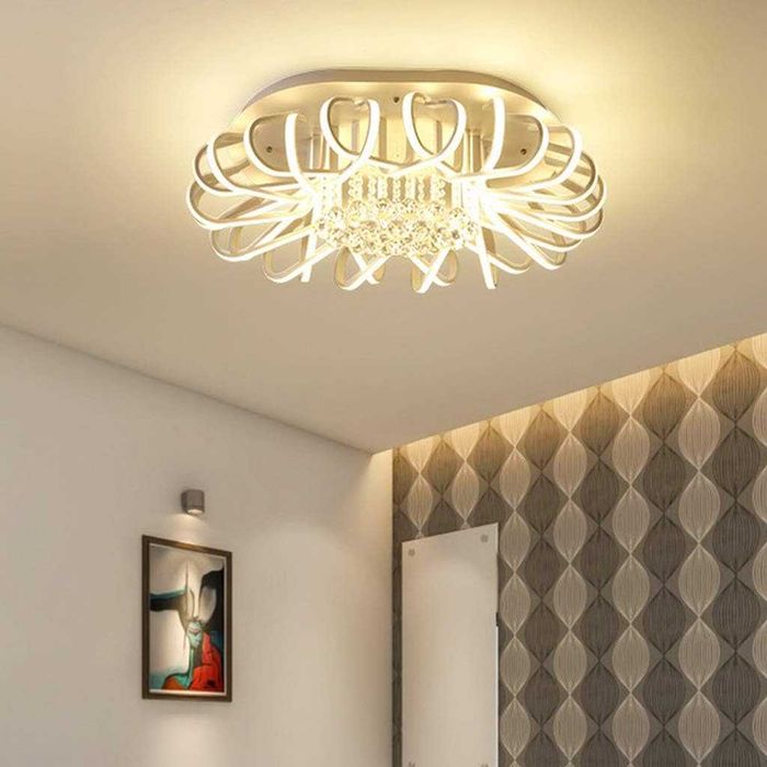 ЛЕД LED димируема таванна лампа модерна кристална полилей дистанционно