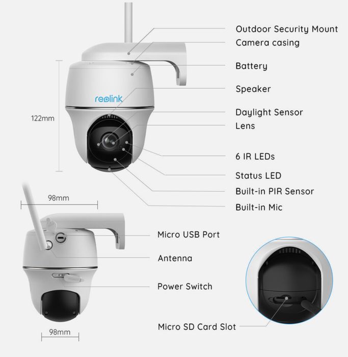 Безжична камера Reolink Argus PT – 5 MP