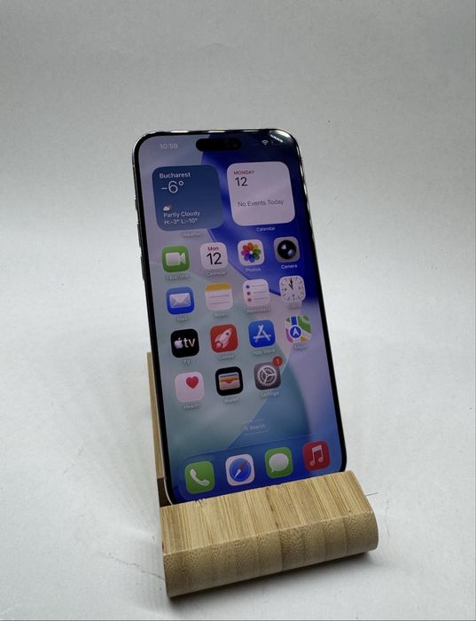 iPhone 15 PRO MAX ALB , de 256 GB cu 98% Bateria