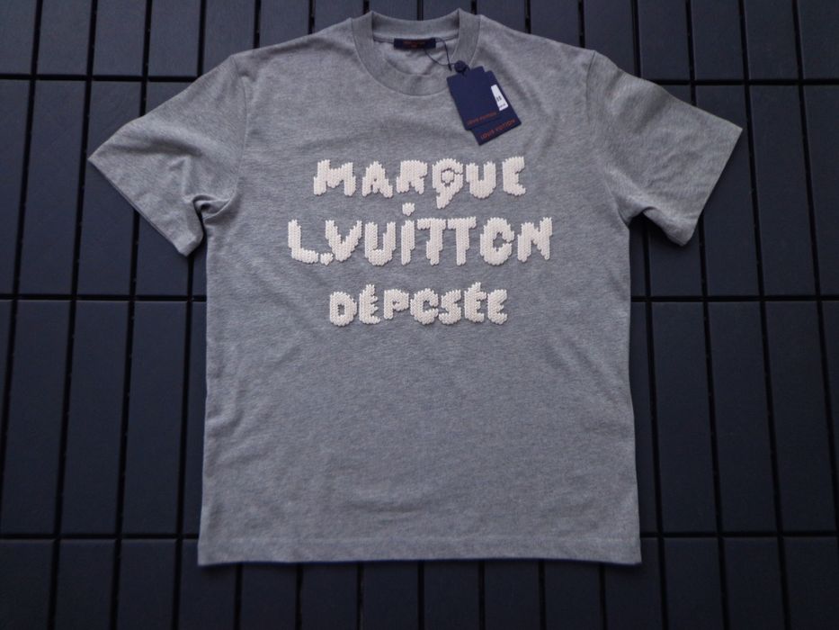Мъжка тениска Louis Vuitton Embroidered Signature T shirt grey