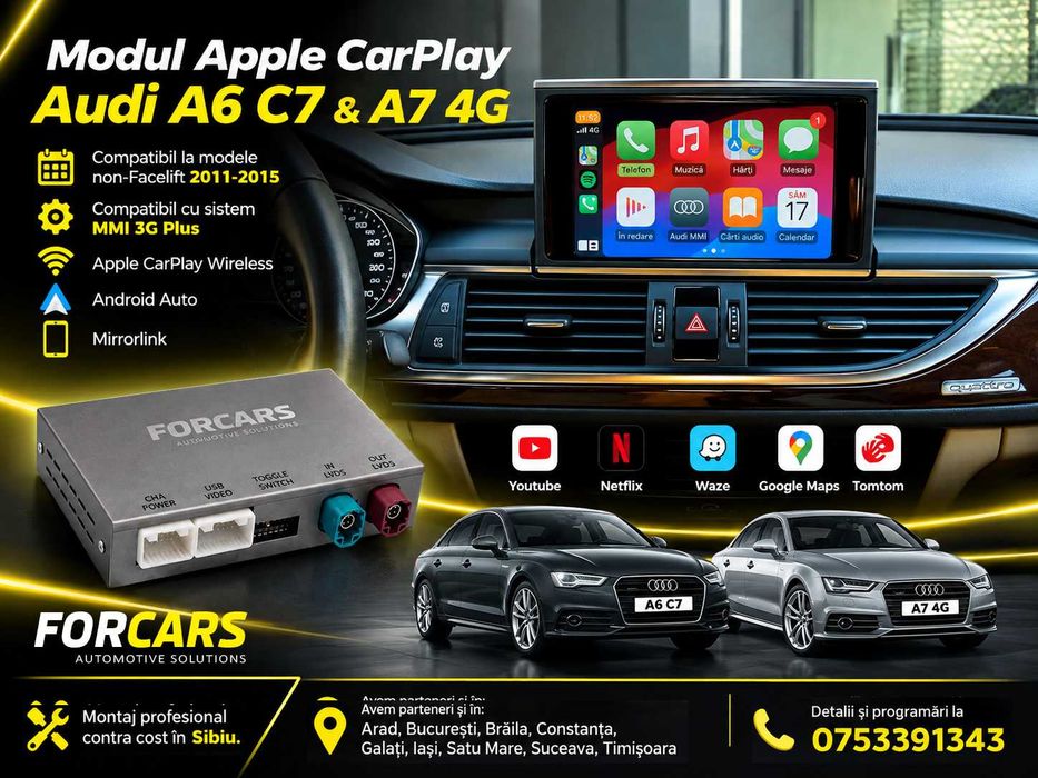 Modul Apple CarPlay Android Auto Wireless Audi A6 C7 A7 4G (2011–2015)