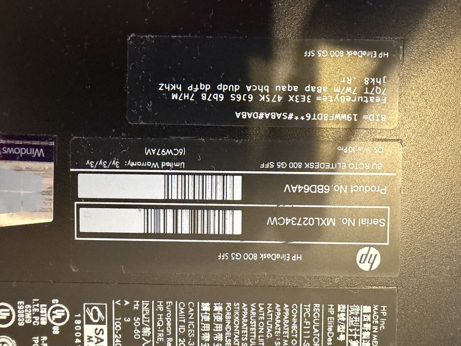 Calculator Hp 800 G5 SFF ; Intel i7-9700 , 32 gb ram , Licenta windows