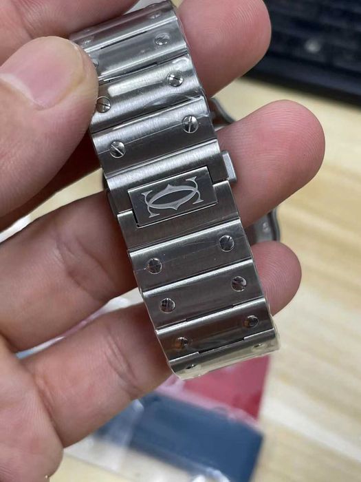 Cartier Santos 100 сребристо/синьо