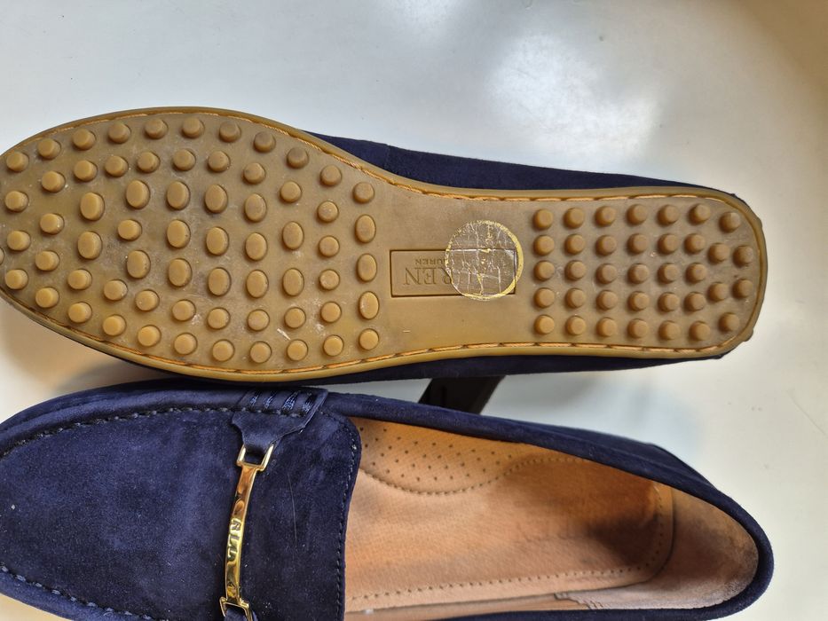 Кожени мокасини Ralph Lauren, тъмно сини, 38.5