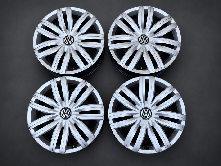 4 jante tablă originale VW Caddy 3 2K R16 6Jx16 ET50 cu capace