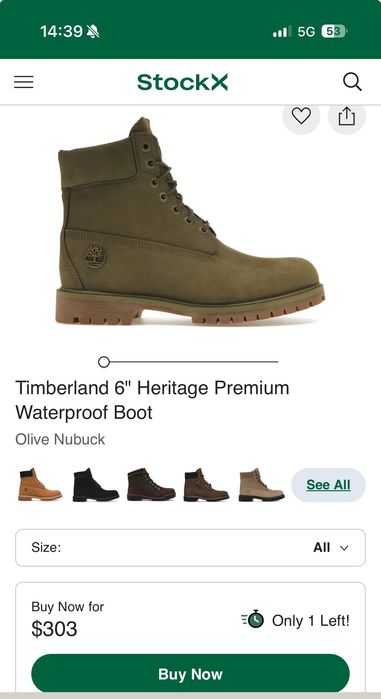 timberland 6 heritage premium waterproof boot olive nubuck -от Австрия