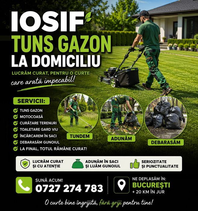 Servicii profesionale de tuns iarba la domiciliu