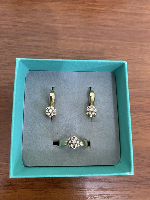 Золото. Комлект серьги и кольцо 585