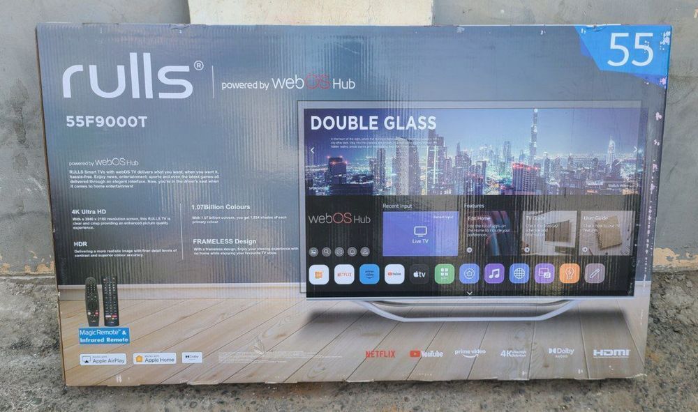 Телевизор RULLS webOS с двойным стеклом, доставка бесплатная.24/7