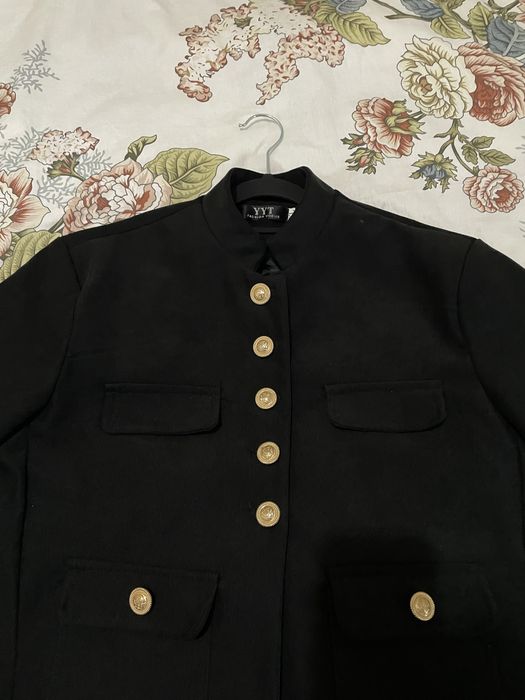 Черный пиджак твидовая