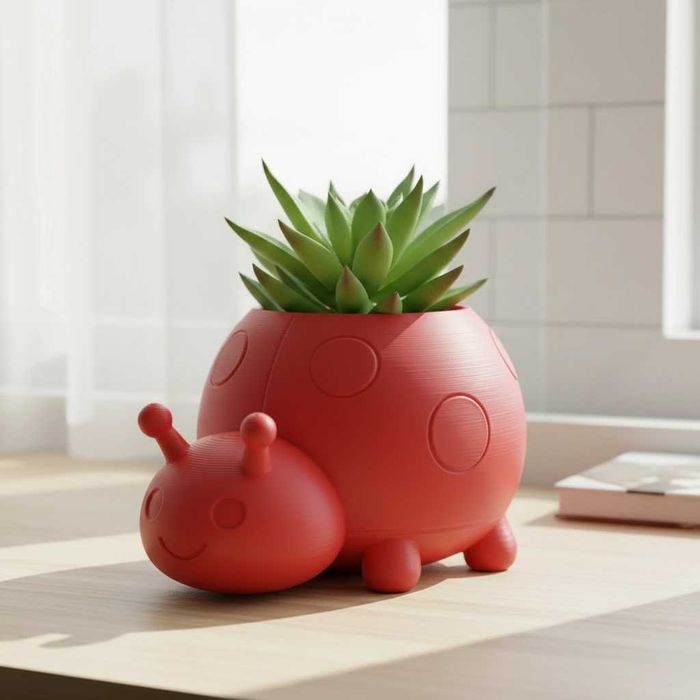 Ghiveci Decorativ Tip Buburuză pentru Plante Mici și Suculente