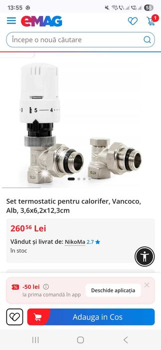 Set termostatic pt calorifer,Vancoco NEGRU, 3,6x6,2x12,3cm