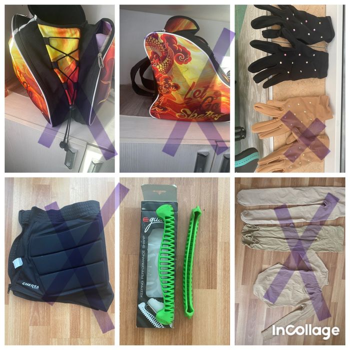 Для,фигурного катания. защита для лезвий, перчатки черные со стразами