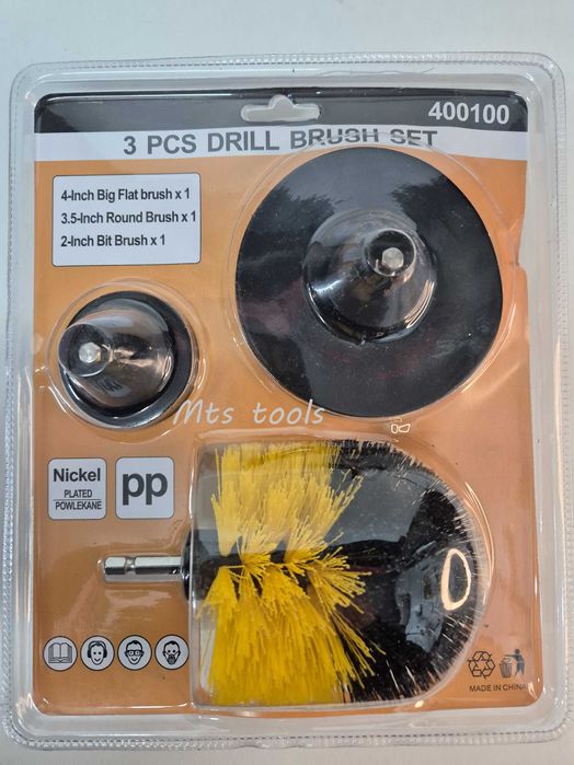 Set 3 perii / 4 perii de curatat cu adaptor pentru bormasina Detailing
