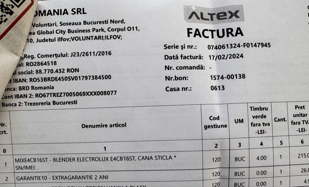 Blender Electrolux ca nou - garantie 02.2028