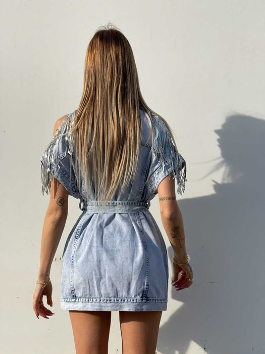 Дънкова рокля - елек в универсален размер