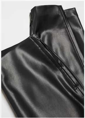 Кожен панталон/клин Mango с цип