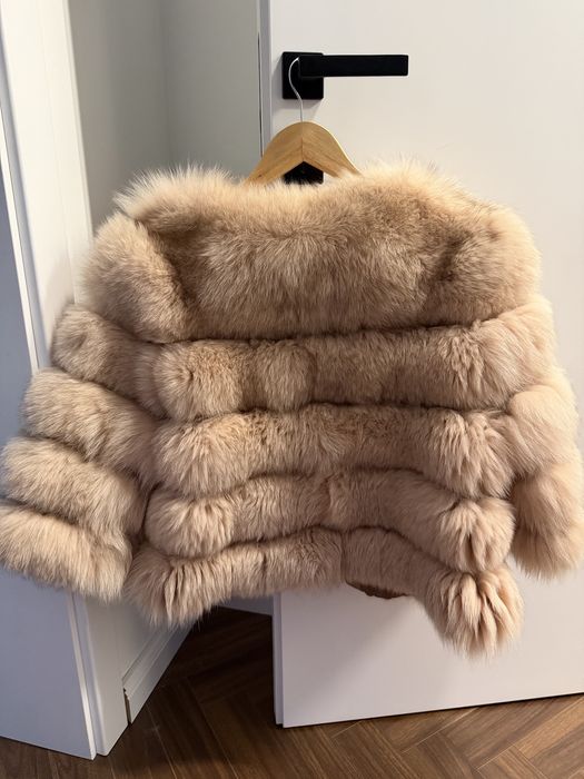 Розово палто естествен косъм