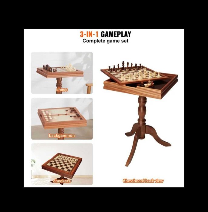 Луксозен дървен шах маса