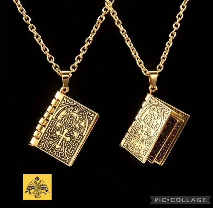 LANT Colier Bratară PANDANTIV  BIBLIE   (  Aur 24 K Suflat )