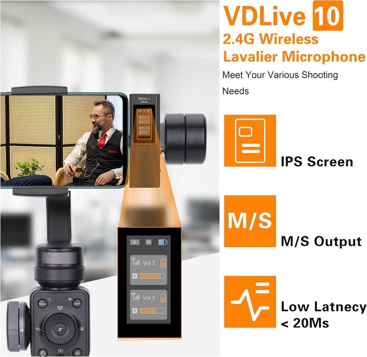 Microfon dual tip lavaliera USB C,CoMica VD life 10,2,4G,negru,sigilat