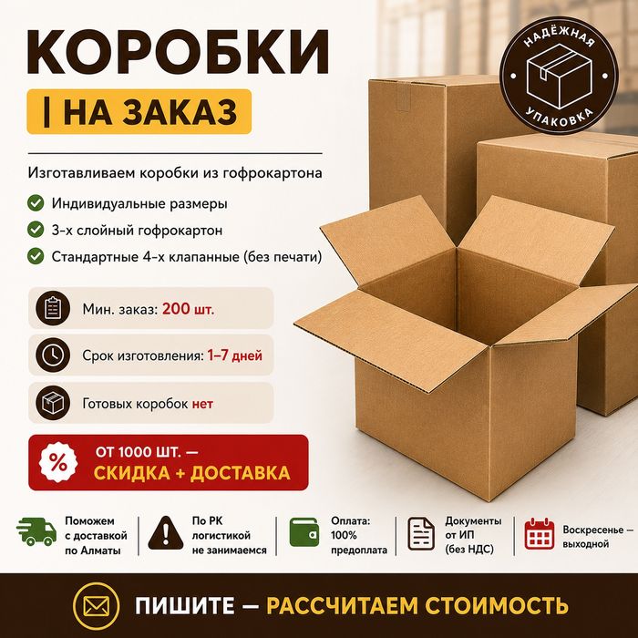 Коробки картонные любого размера