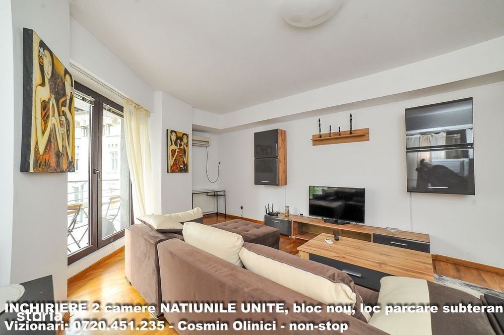 Inchiriere 2 camere NATIUNILE UNITE, boc nou, parcare subterana