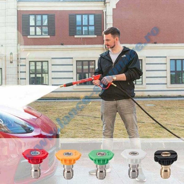 Set pistol presiune aparat spalat, lanci apa si set duze spalare