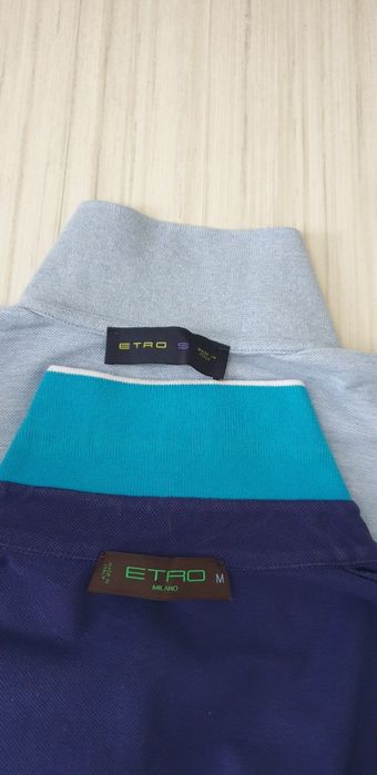 ETRO Milano Pique Cotton Italy / S и M ОРИГИНАЛ! Мъжки Тениски - 2 Бр