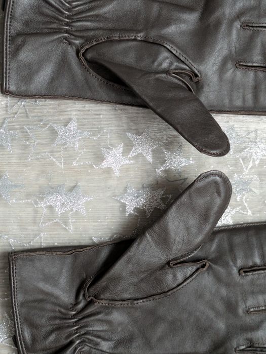 Мъжки кафяви кожени ръкавици