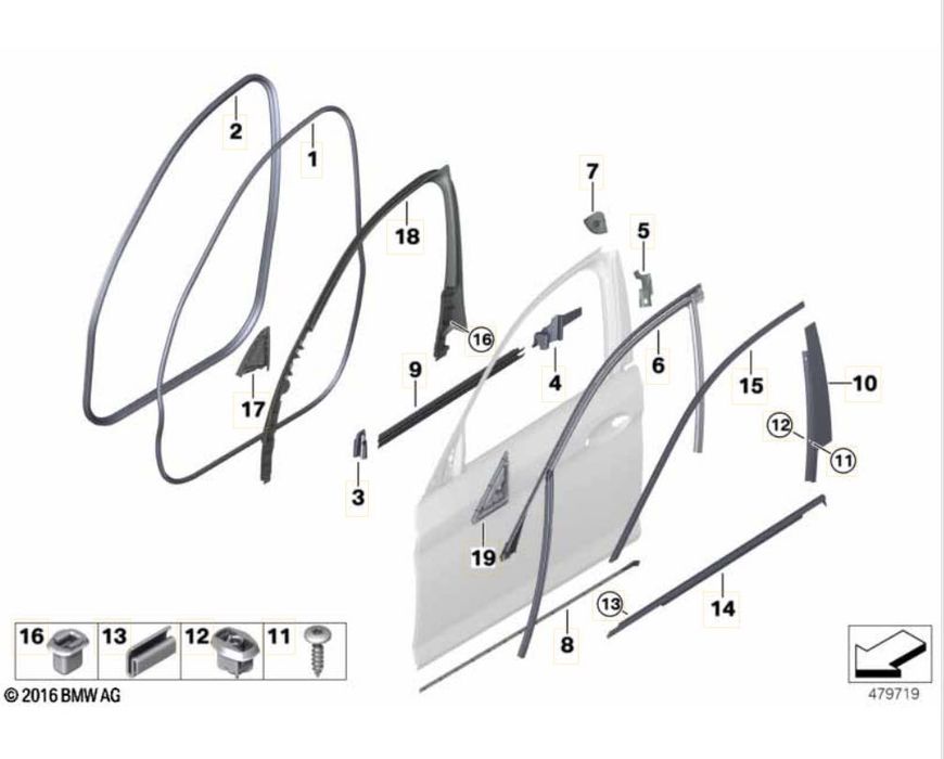 bmw g30/31 ornament usa fata / Window guide / window frame