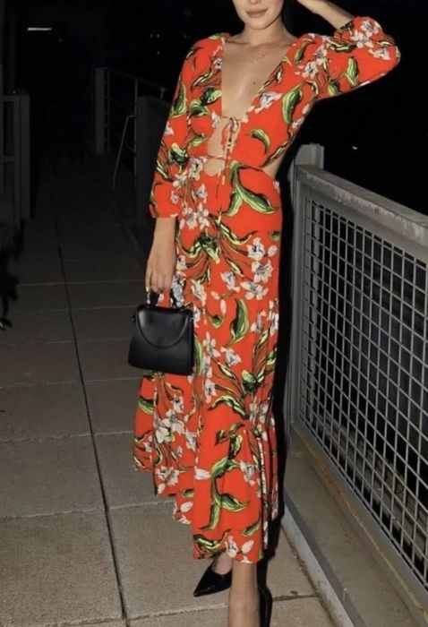 Rochie Portocalie Zara Cu Spatele Gol Mărimea 34 XS