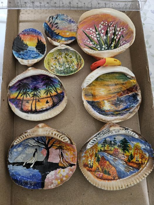 Картина рисунок на ракушке