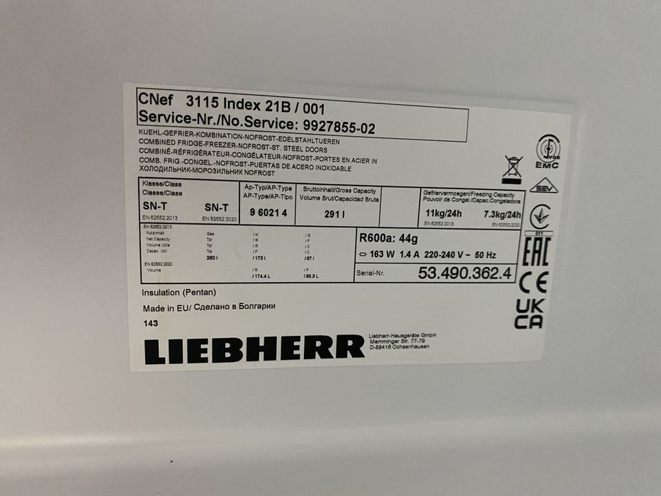 Хладилник с фризер Liebherr CNef 3115  291 l No frost