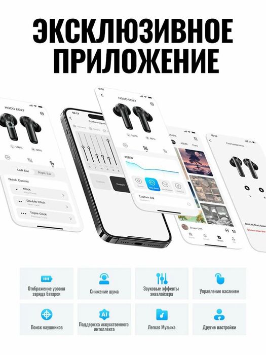 Наушники с переводчиком Hoco EQ27 черный (134 языка) ANC+ENC Дос есть!