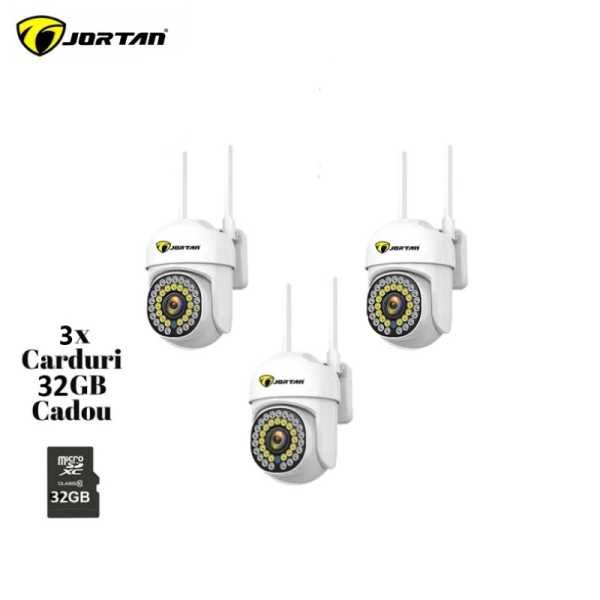 3xCamera de supraveghere JORTAN+3 carduri 32GB