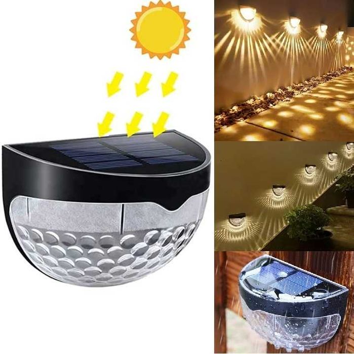 Соларни лампи за стена слънчева лампа за ограда и стълби 3+1ПОДАРЪК