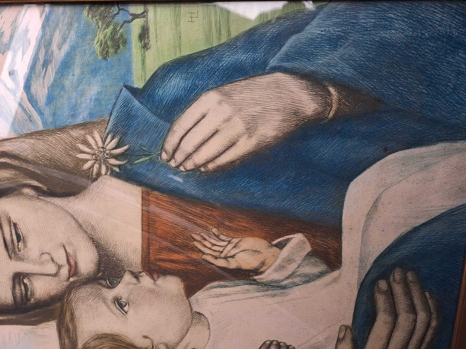 tablou desen creion tus pe carton gros 58/70 cm semnat