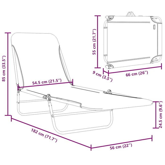 Сгъваеми шезлонги, стомана и текстил