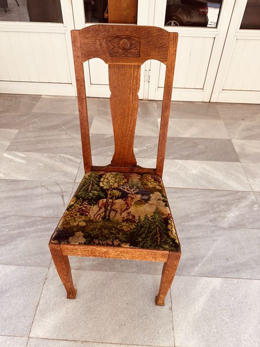 Антикварен стол Arts & Crafts / Сецесион – масивен дъб, около 1910–1925 г.